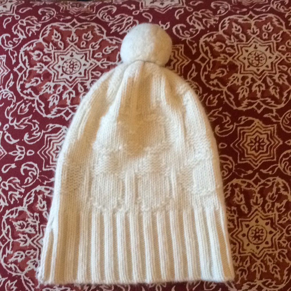 Coach Cream Knit Pom-Pom Hat